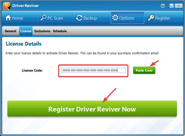 registration key for driver update